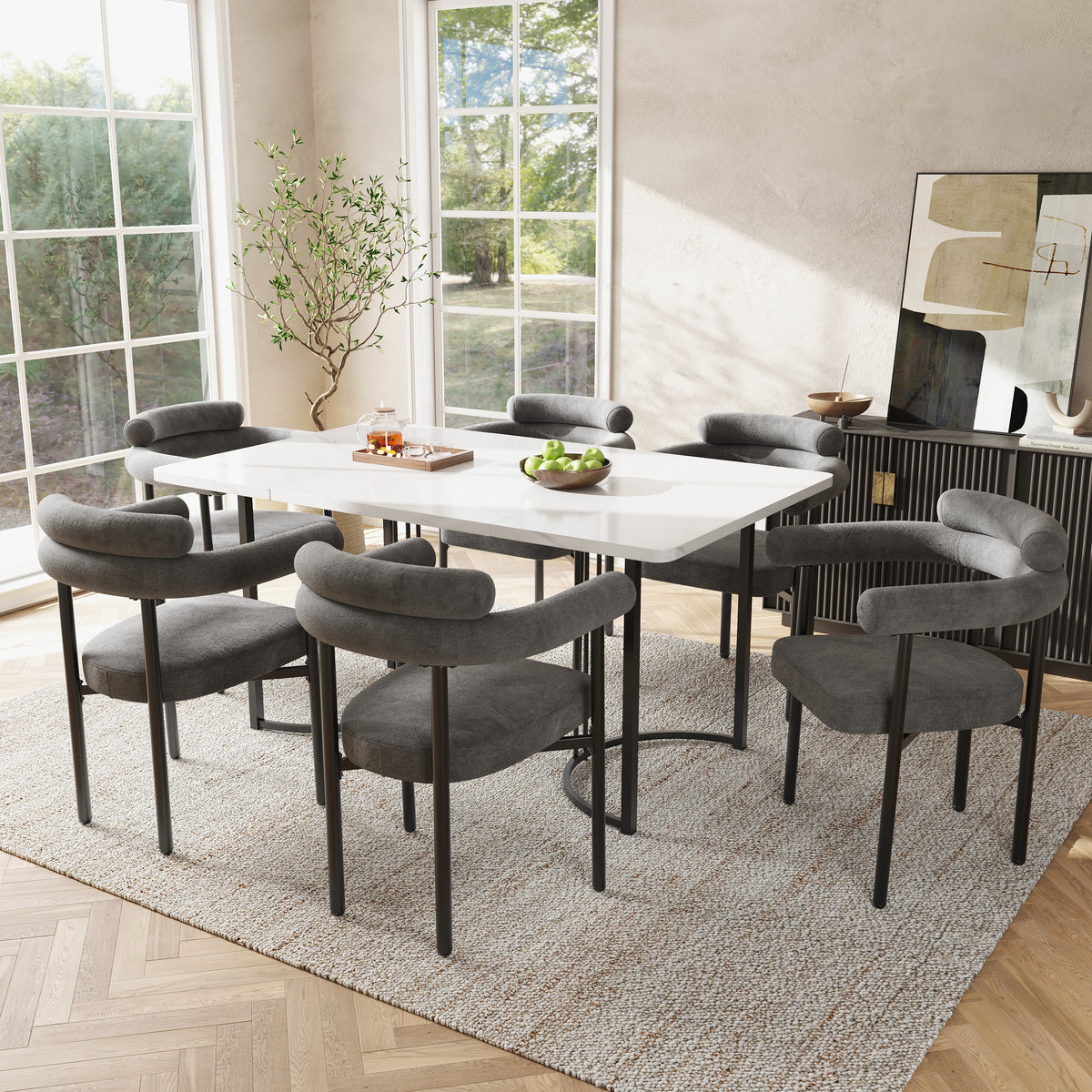 Velvet Dining Chairs Set of 2 | Upholstered Modern Armchairs
