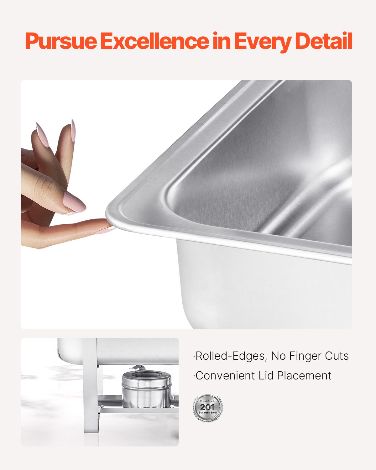 8 Qt 4 Pack Rectangle Chafing Dish Buffet Set Full Size Pan Stainless Steel