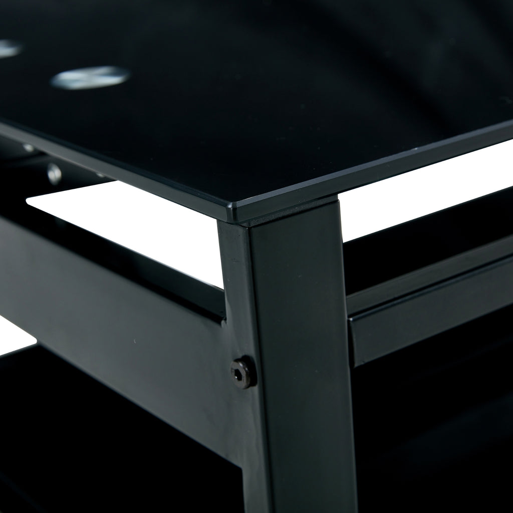 Glass Lift Top Coffee Table, 2-Layer Tempered Glass, Modern Simple, Black