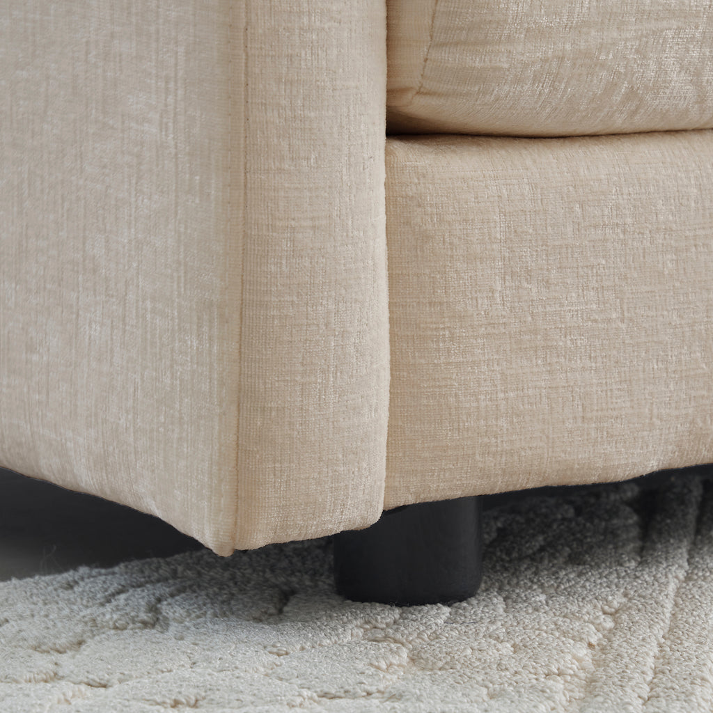 Chenille Two-Seater Sofa With 1 Footrest, 2 Seater L-Shaped Sectional With Ottoman,Loveseat With Ottoman For Small Living Space, Beige Chenille