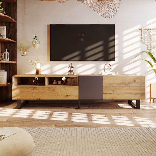 Modern Color TV Cabinet, TV Stand With Wood Grain Finish 180cm.
