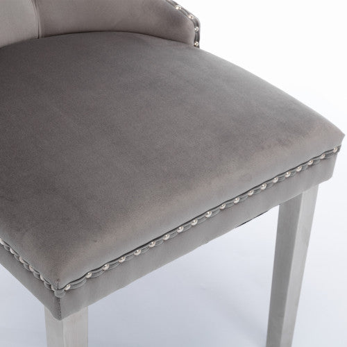 High-end Tufted Solid Wood Contemporary Velvet Upholstered Dining Chair With Chrome Stainless Steel Plating Legs,Nailhead Trim