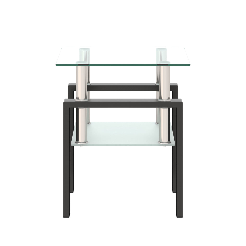 1-Piece Modern Tempered Glass Tea Coffee Table, Square For Living Room