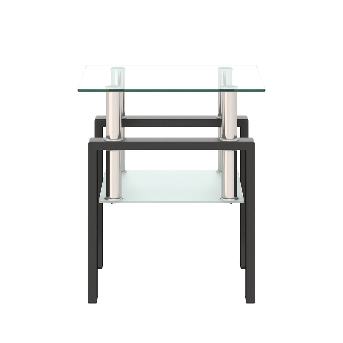 1-Piece Modern Tempered Glass Tea Coffee Table, Square For Living Room
