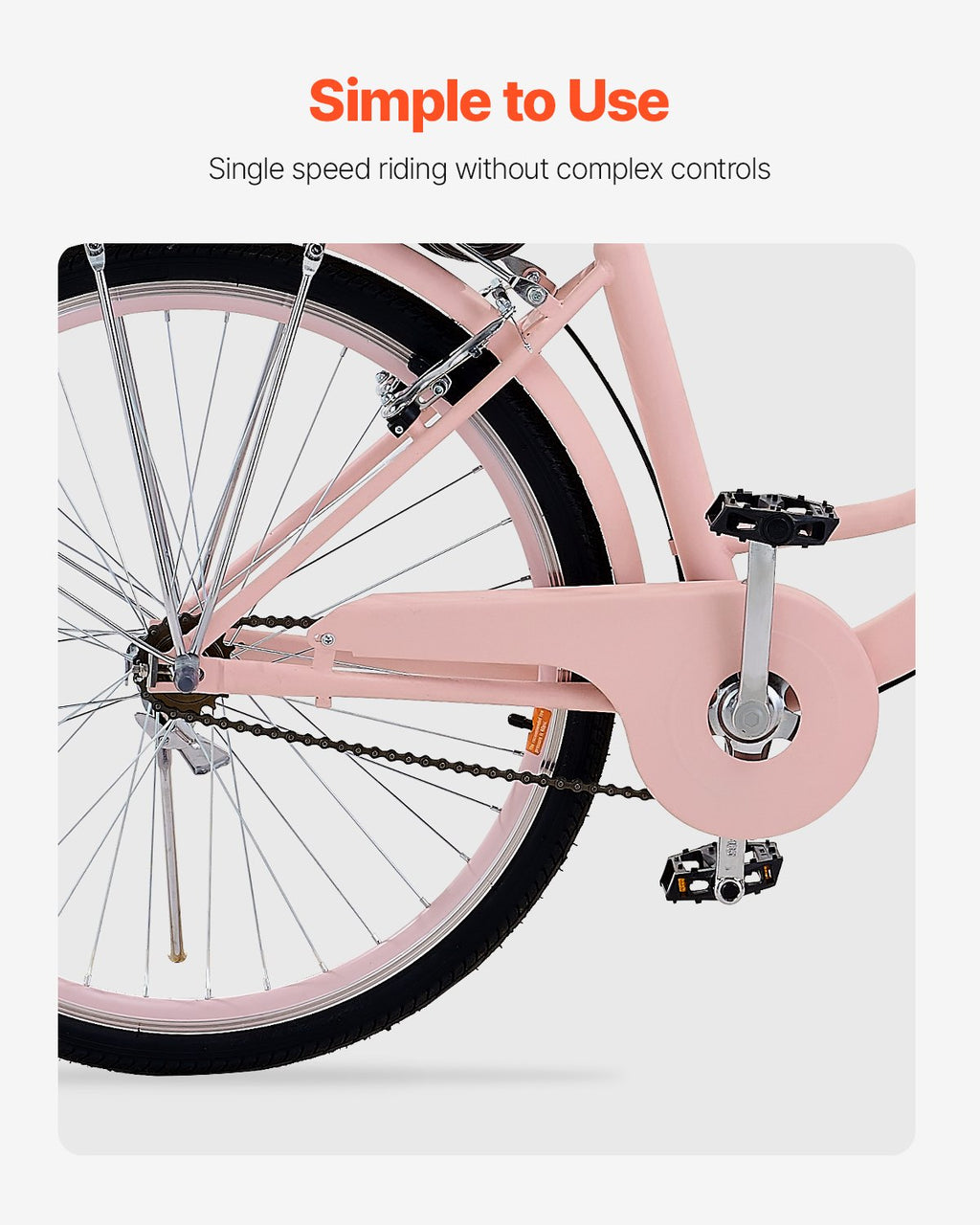 Cruiser Bike, 1-Speed, 26-Inch Pink Beach Cruiser Bike With Large Capacity Basket And Rear Rack, Secure & Sturdy Cruiser Bike With Adjustable Seat, Fits For Cycling, Exercise & Shopping