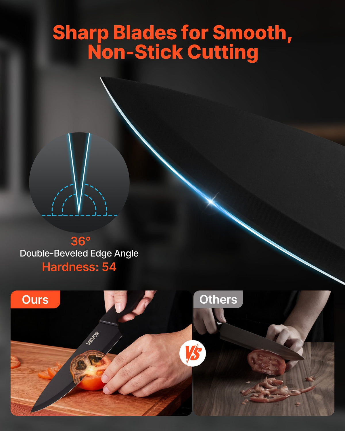 15-Piece Kitchen Knife Set with Block | Stainless Steel Chef Knife Set