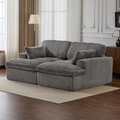 Double Chaise Lounge Chair Indoor,Oversized Upholstered Sleeper Cloud Couch,Deep Seat Luxury Sofa Bed,Sectional Sofa Chaise Love-seat,Corduroy Reading Chair For Living Room,No Assembly Required,Grey
