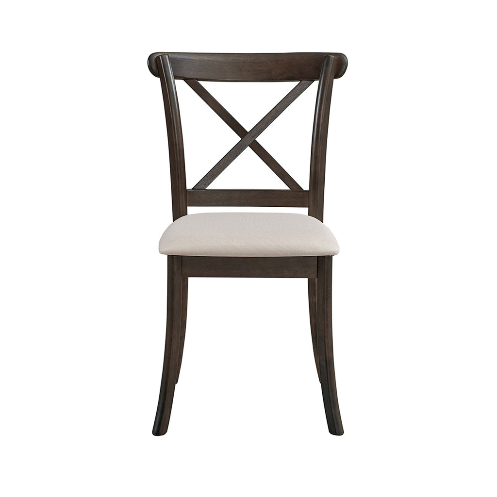 Wooden X Back Dining Chairs Set Of 2, Modern Fabric Upholstered Kitchen Side 2PC Chairs, Cross Back Rubber Wood Farmhouse Dining Room Chair,Brown