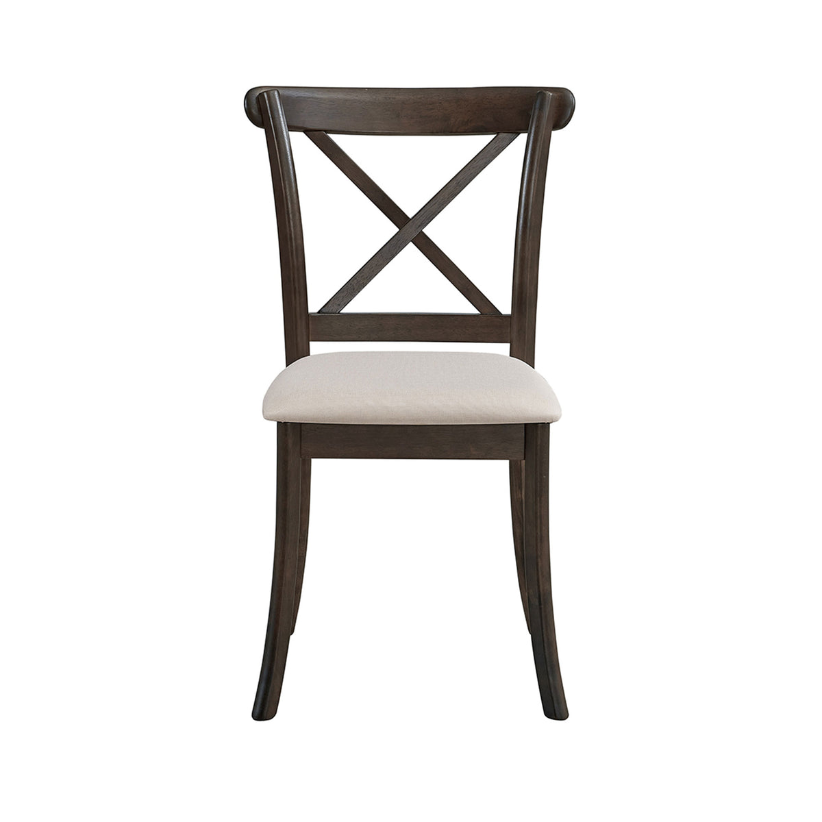 Wooden X Back Dining Chairs Set Of 2, Modern Fabric Upholstered Kitchen Side 2PC Chairs, Cross Back Rubber Wood Farmhouse Dining Room Chair,Brown