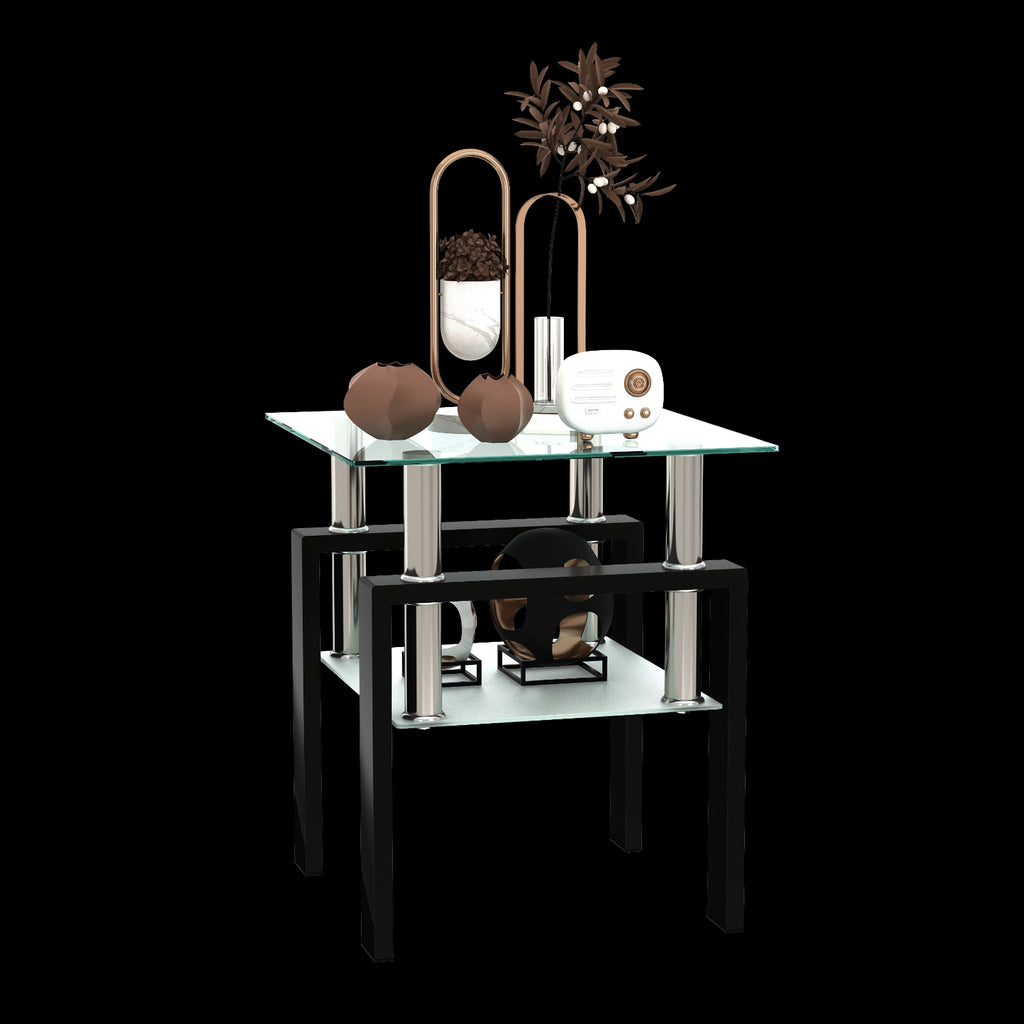 1-Piece Modern Tempered Glass Tea Coffee Table, Square For Living Room