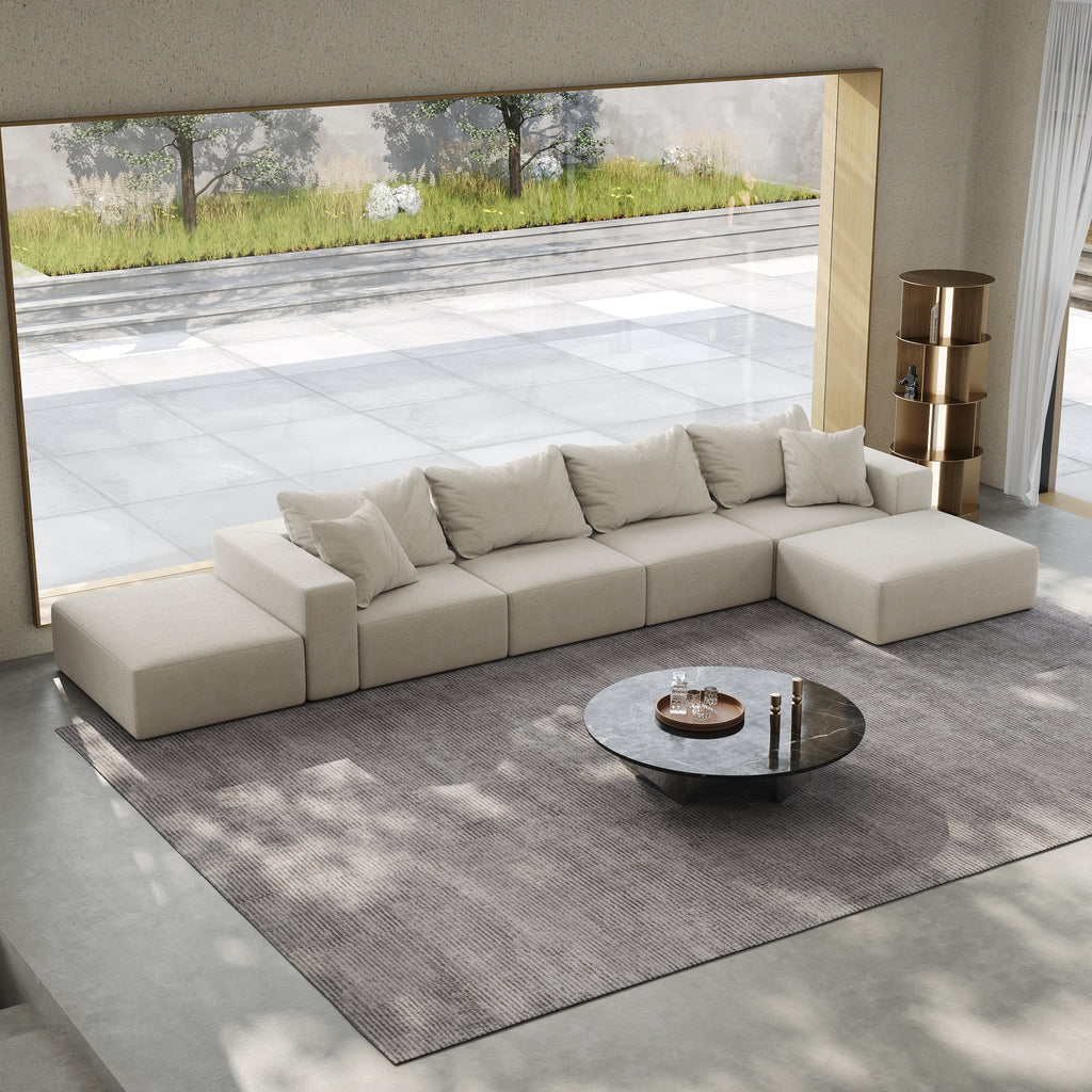 Oversized Sponge Cloud Sofa,Modern Upholstered Sectional Sofa Couch Set,Modular 162  L Shaped Sectional Living Room Sofa Set With 6 Pillows,Free Combination Sofa Couch For Living Room,Bedroom