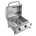 Tabletop Gas Grill, 2-Burner Stainless Steel Portable Propane Grill, With Built-in Thermometer, Travel Locks, Weatherproof Lid, 15,000 BTU Total, For Outdoor Cooking, Patio, Party, Camping, RV