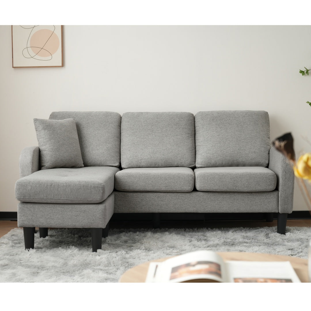 L-shaped Corner Sofa With Chaise Lounge - 3-Seater Sofa, 166 X 118 X 77 Cm, Breathable Cotton-Linen Fabric, Plastic Legs, Modular Design, Ideal For Living Rooms, Apartments, And Offices
