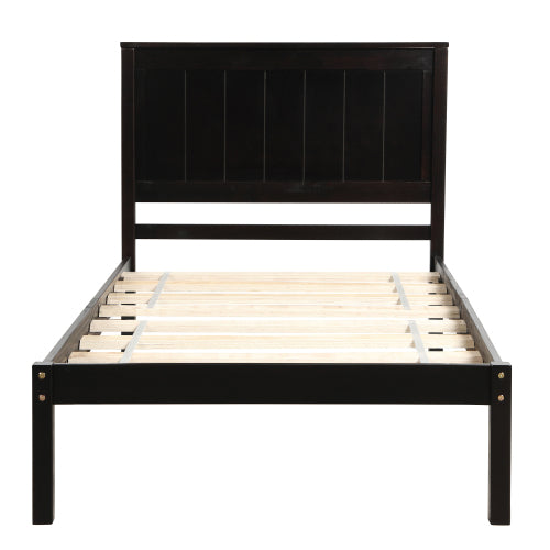 Platform Bed Frame With Headboard, Wood Slat Support, No Box Spring Needed,Twin, Espresso