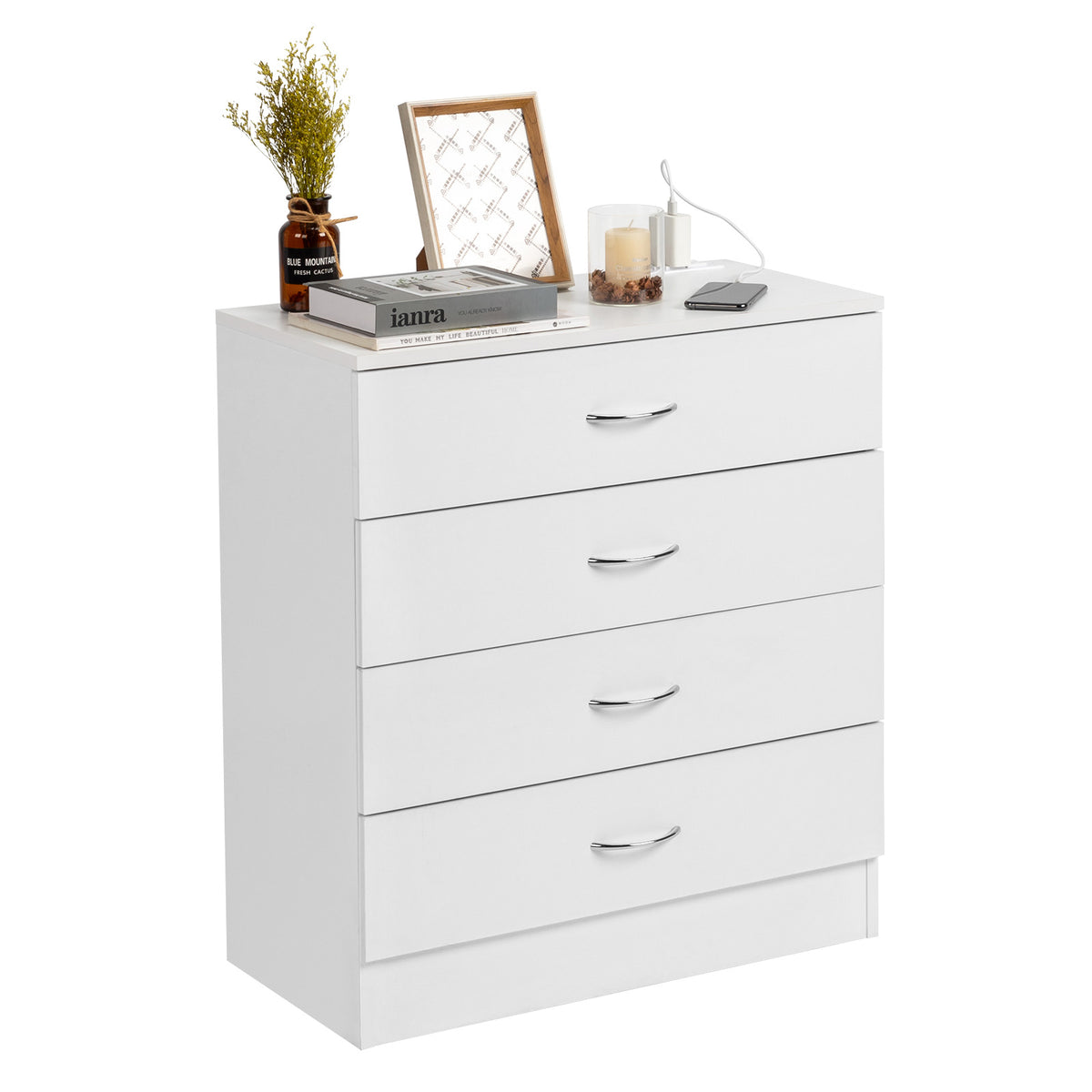 4 Drawers, 2 USB  2 Sockets, Bedside Table