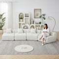 Chenille Curved Sectional Sofa With 4 Pillows,Curved Symmetrical Modular Sofa Sectional ,Two Curved Seats And Two Single Seats