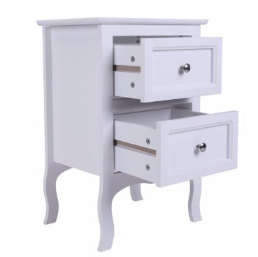 Countryside Style Two-story Bedside Table - White