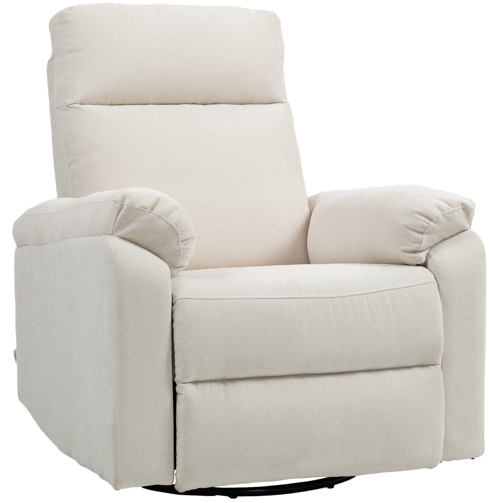 Recliner Chair, Wide Swivel Rocker Chair, Overstuffed Single Sofa With Pocket Spring, Footrest, Quick Assembly, Cream