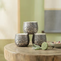 925 Sterling Silver Elegant Hammered Metal Cups with Embossed Lotus Bloom Designs - Handicraft