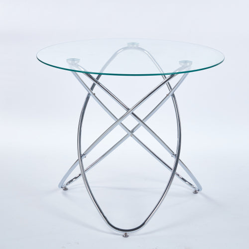 Modern glass table with metal leg