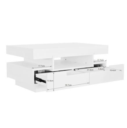 High gloss LED Coffee Table with Four Drawer storage