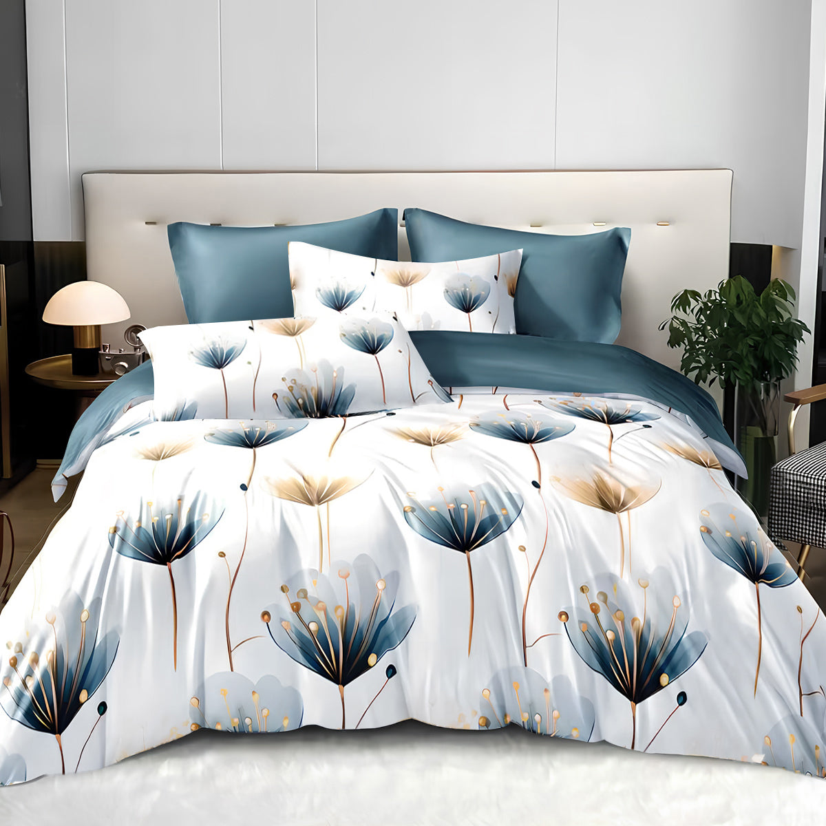 3-piece Set Of Simple And Fresh Blue And White Floral Duvet Cover, Polyester Bedroom Decoration Bedding Set Twin Full Queen King Size