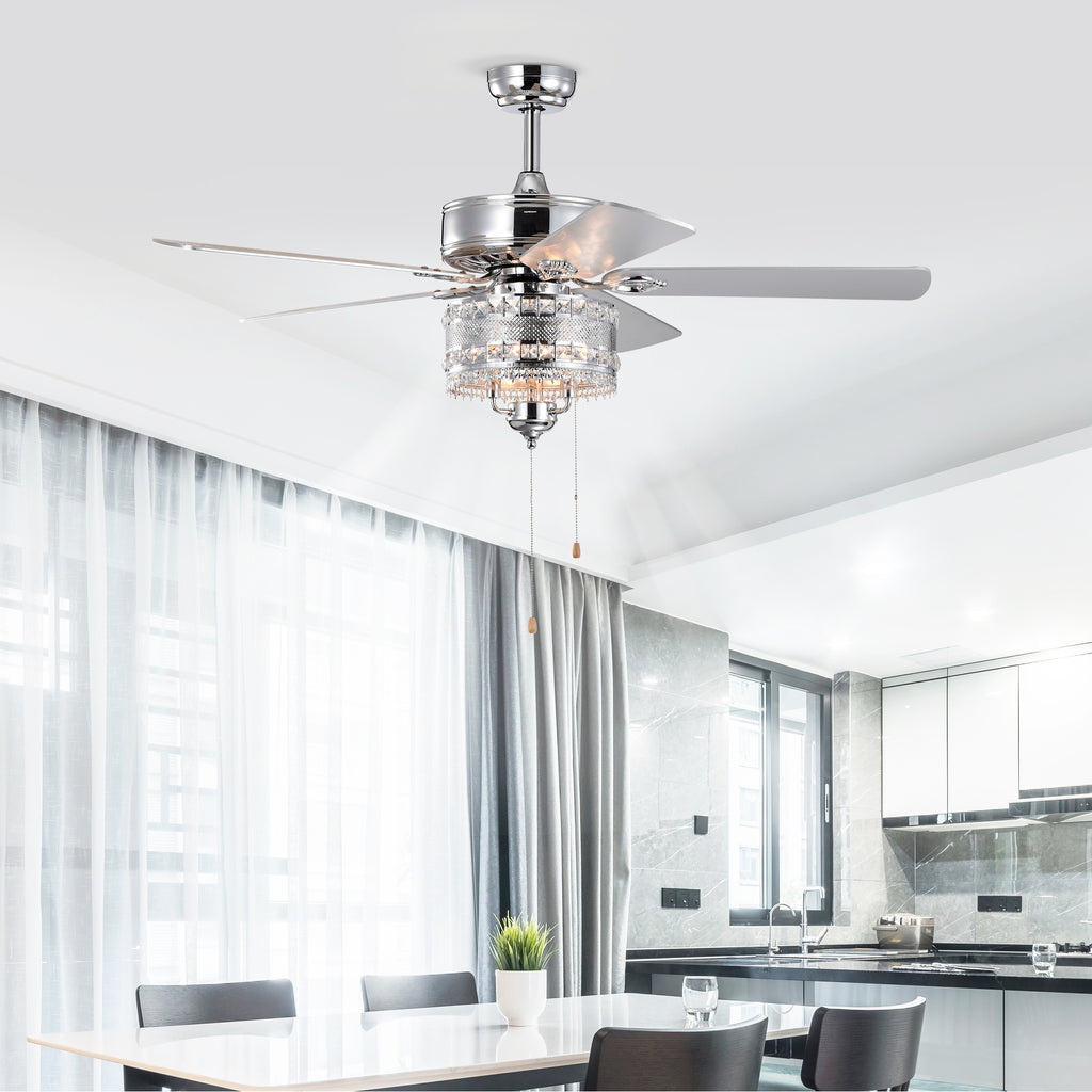 3-Light Chrome Drum Shade LED Ceiling Fan Remote, Traditional Farmhouse Rustic Industrial Bohemian Country Cottage Transitional Glam For Home, Kitchen, Living Room