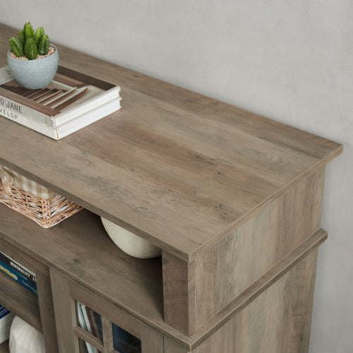 Classic TV Media Stand Modern Entertainment Console For TV Up To 65 With Open And Closed Storage Space, Gray Wash