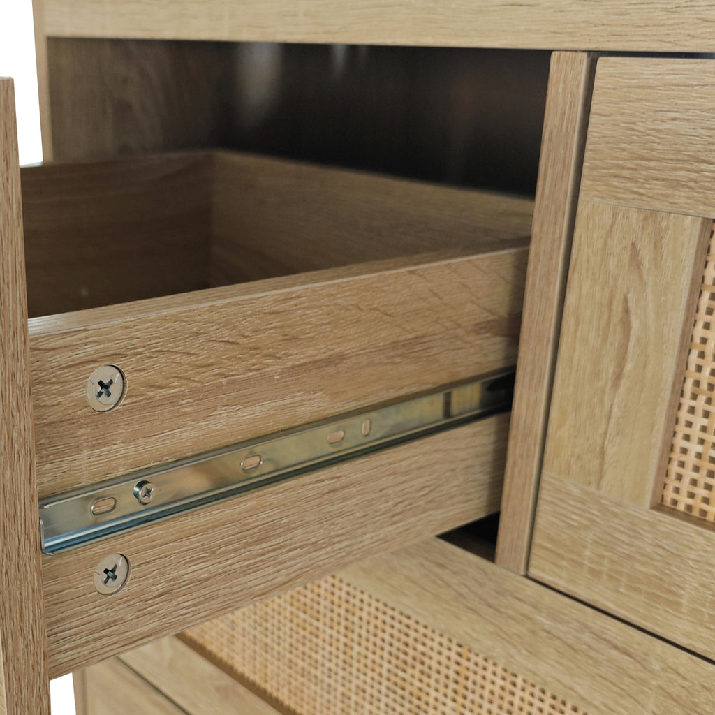 4 Drawers Rattan Cabinet For Bedroom, Living Room, Easy Assembly