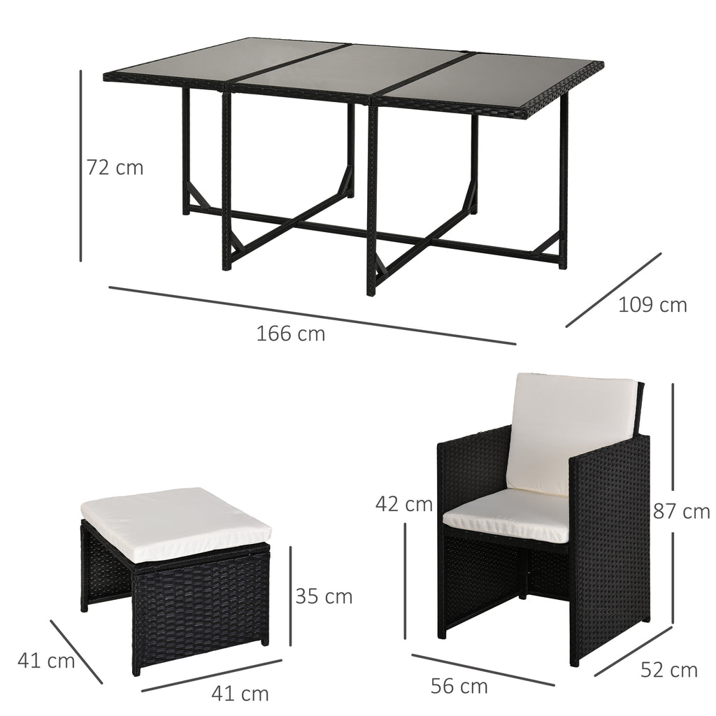 Rattan Garden Furniture Set 6 Seater Cube | Patio Dining Set with Cushions