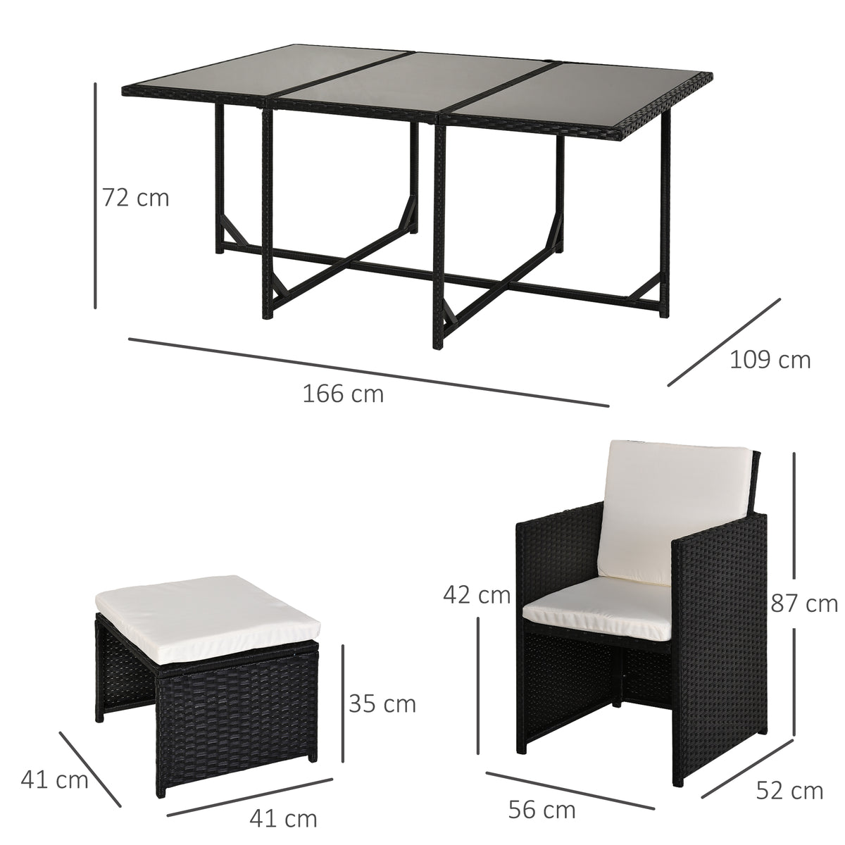 Rattan Garden Furniture Set 6 Seater Cube | Patio Dining Set with Cushions