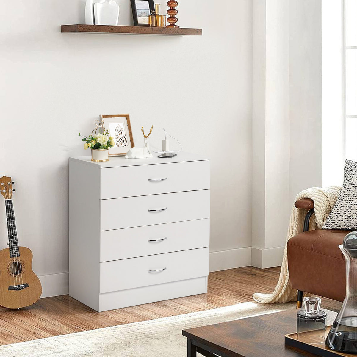 4 Drawers, 2 USB  2 Sockets, Bedside Table