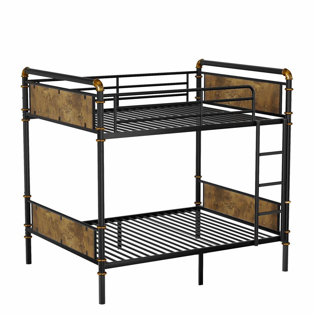 Double Bed Plus Double Bed Plus Metal Bunk Bed, Industrial Grade Detachable Bunk Bed With Safety Railing, Suitable For Teenagers, Black, Prohibited Platform Temu