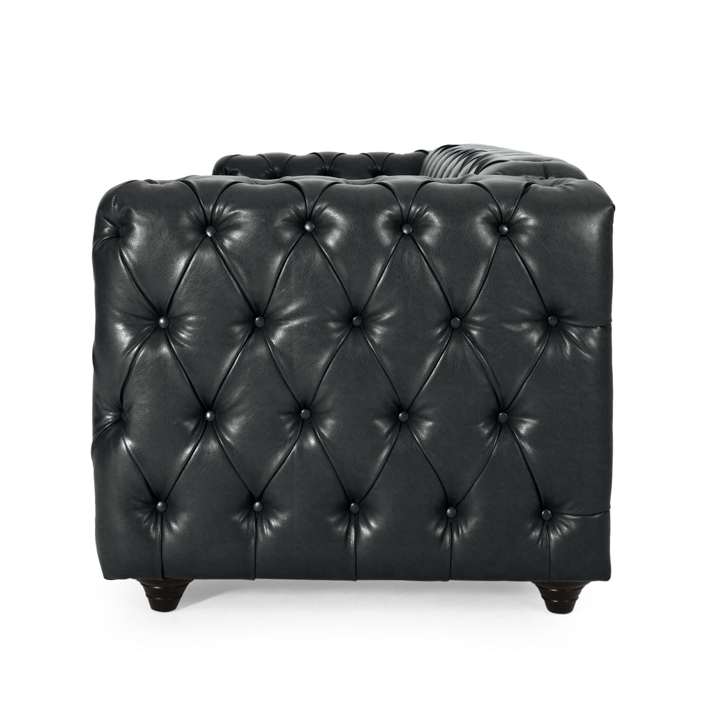 Mirod Comfy 3-seat Sofa With Wooden Legs, PU, For Living Room And Study