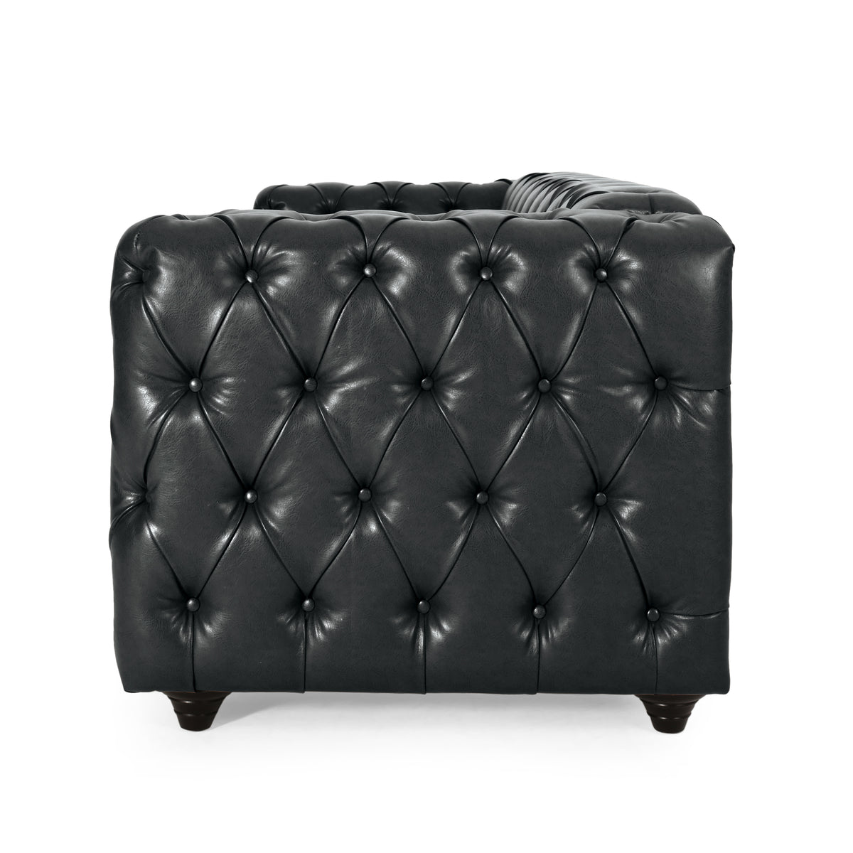 Mirod Comfy 3-seat Sofa With Wooden Legs, PU, For Living Room And Study