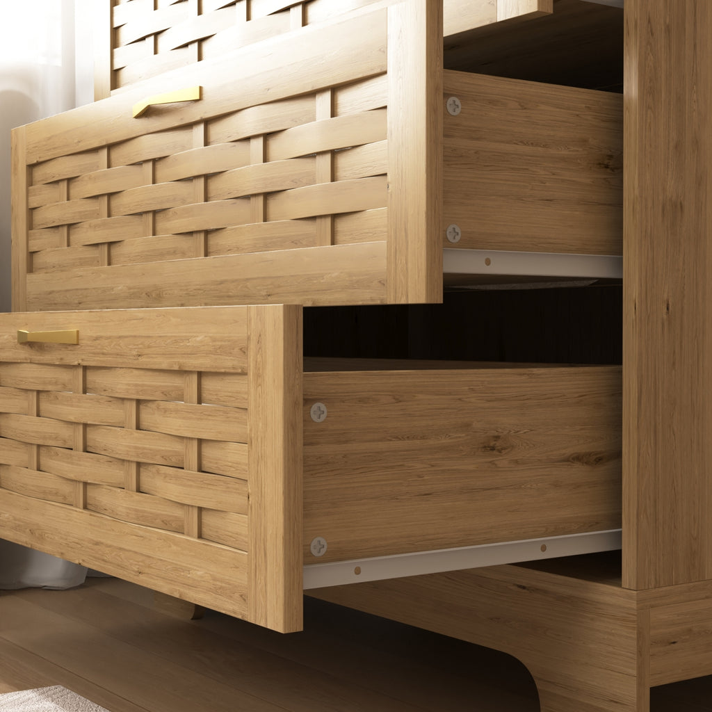 Wood 4 Drawer Dresser For Bedroom, Large Double Dresser With Wide Drawers, Modern Chest Of Drawers,S