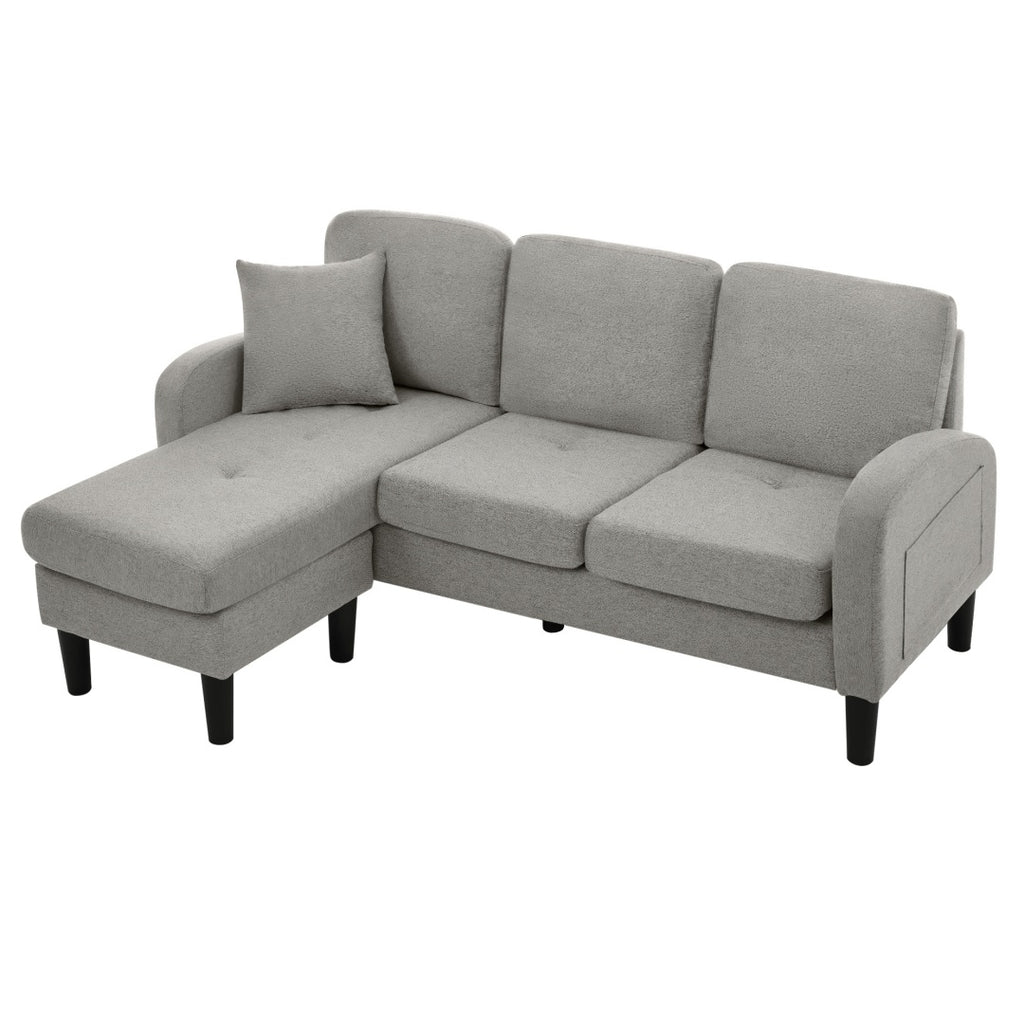 L-shaped Corner Sofa With Chaise Lounge - 3-Seater Sofa, 166 X 118 X 77 Cm, Breathable Cotton-Linen Fabric, Plastic Legs, Modular Design, Ideal For Living Rooms, Apartments, And Offices