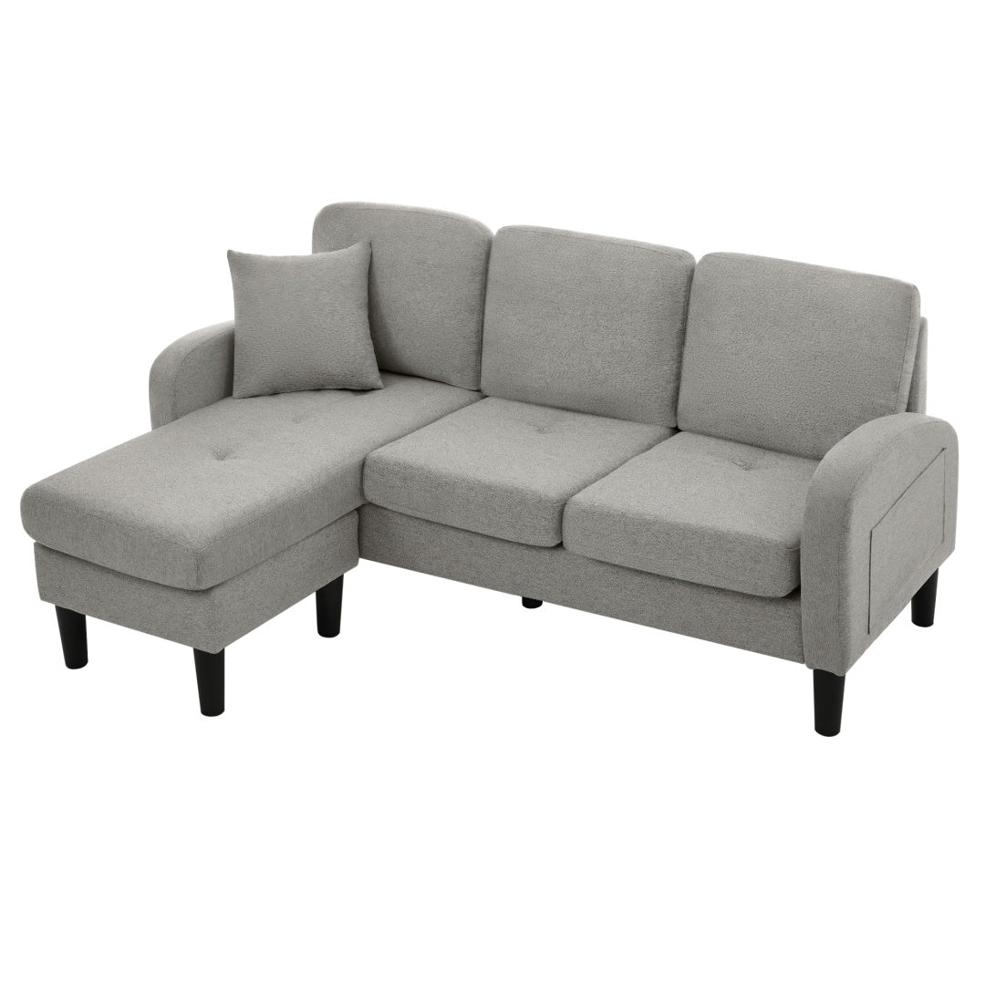 L-shaped Corner Sofa With Chaise Lounge - 3-Seater Sofa, 166 X 118 X 77 Cm, Breathable Cotton-Linen Fabric, Plastic Legs, Modular Design, Ideal For Living Rooms, Apartments, And Offices