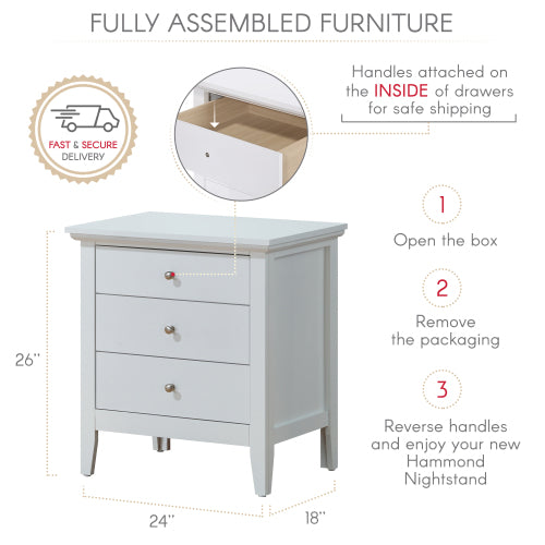 Elegant White Casual Nightstand