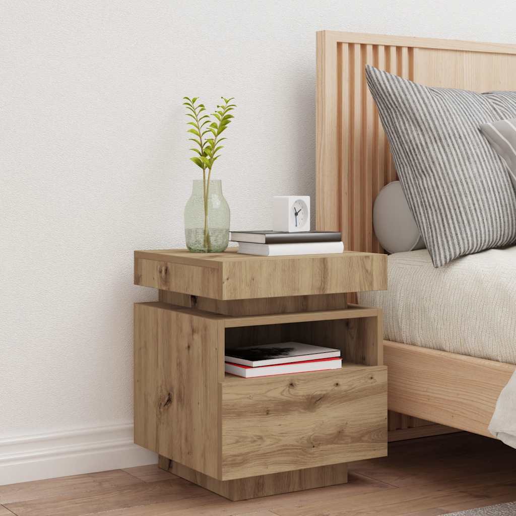 bedside table with LED lights 40x39x48.5 cm   bedside tables
