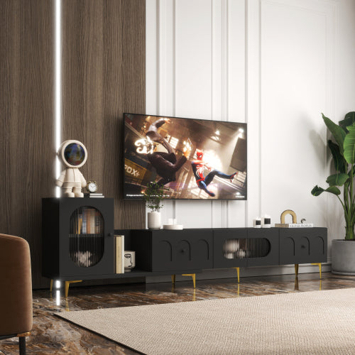Wood Extendable TV Stand Rectangle Entertainment Center,Media TV Console For Living Room Bedroom