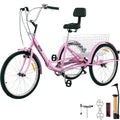 Tricycle Adult 24’’ Wheels Adult Tricycle 7-Speed 3 Wheel Bikes For Adults Three Wheel Bike For Adults Adult Trike Adult Folding Tricycle Foldable Adult Tricycle 3 Wheel Bike Trike Foldable Pink