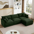 Modular Sectional Sofa, 102 Inch L Shaped Couch Set For Living Room, 3-Seater Comfy Cloud Couches With Movable Ottoman, DIY Combination, Chenille, Green