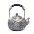 Pure 999 Fine Silver Handcrafted Silver Dragon Teapot with Intricate Relief Carvings and Woven Handle - Handicraft