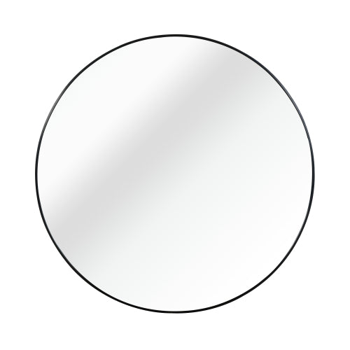 32 Inch Black Metal Framed Round Bathrrom Mirror For Wall.