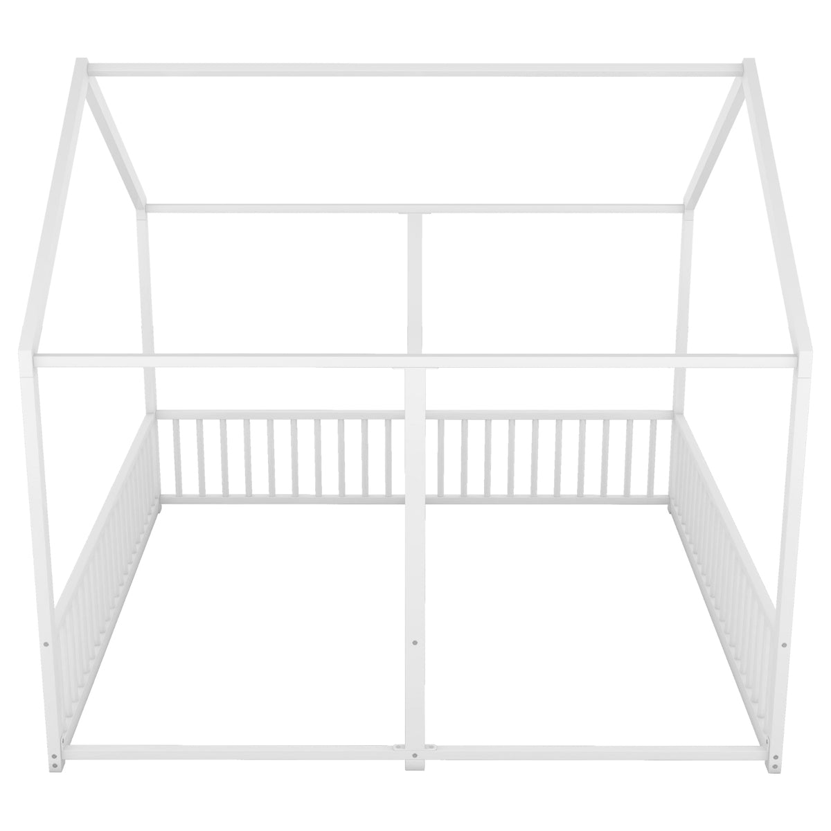 Metal Twin Size House Platform Beds, Two Shared Beds, White