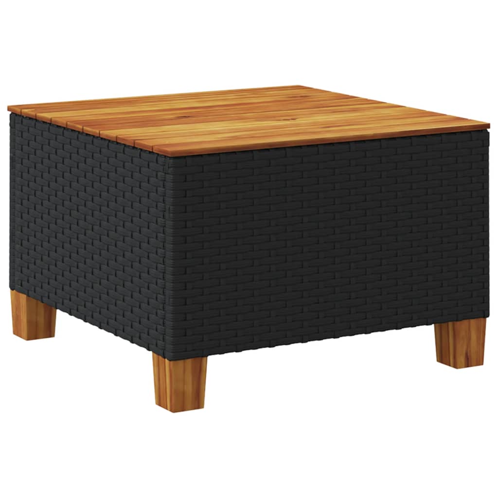 Garden Table 55x Poly Rattan Acacia Wood   Garden Table