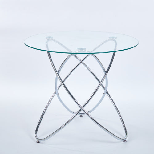 Modern glass table with metal leg