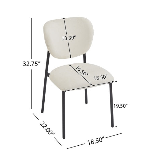 Upholstered Dining Chairs With Metal Legs  Set Of 2,Beige
