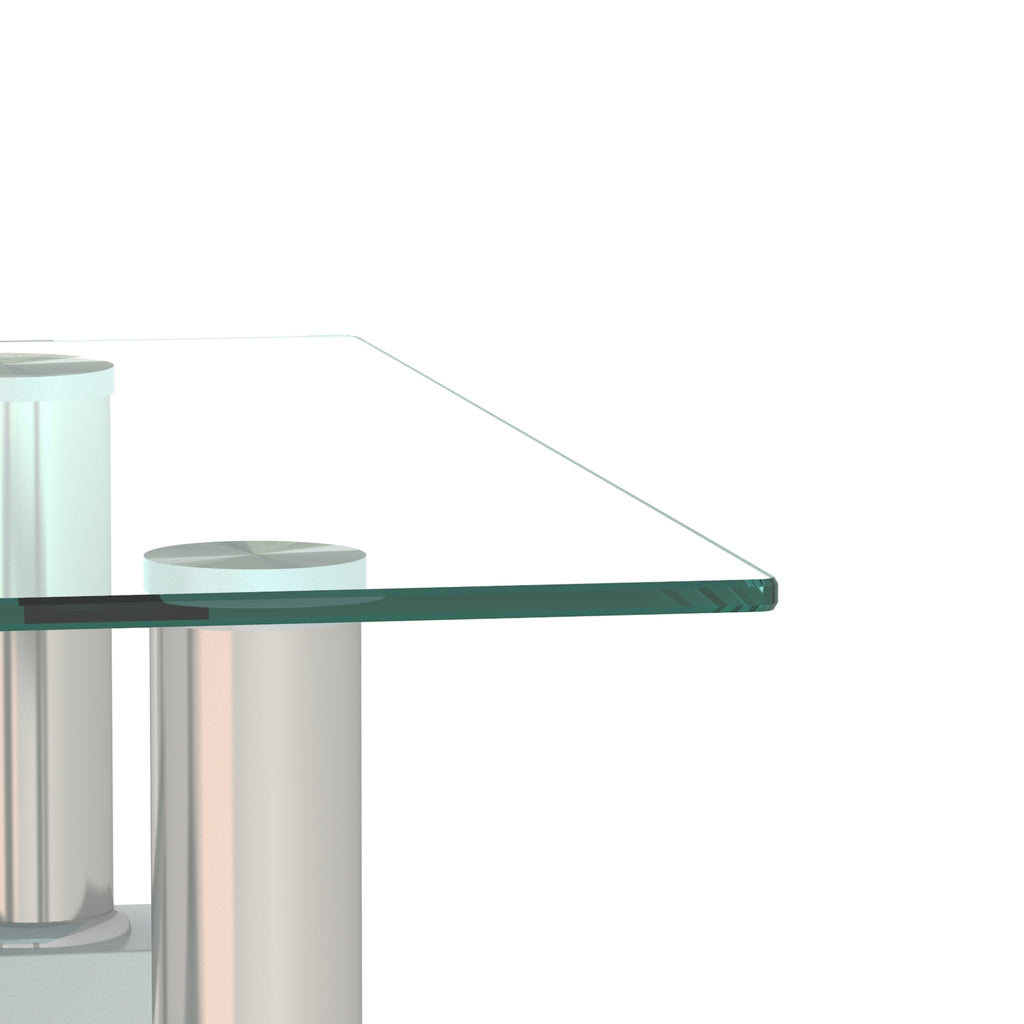 2-Pc Modern Tempered Glass Coffee Tea End Tables For Living Room